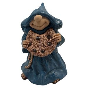 Friar Folk Monk Figurine Blue Robe Eat Chocolate Chip Cookie Vintage NIB